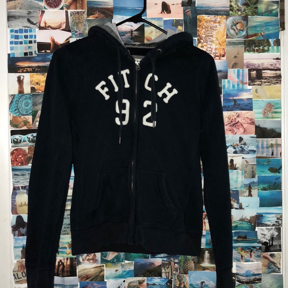 NAVY ABERCROMBIE & FITCH ZIP-UP JACKET